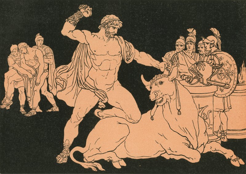 Entello che uccide il toro da Bartolomeo Pinelli