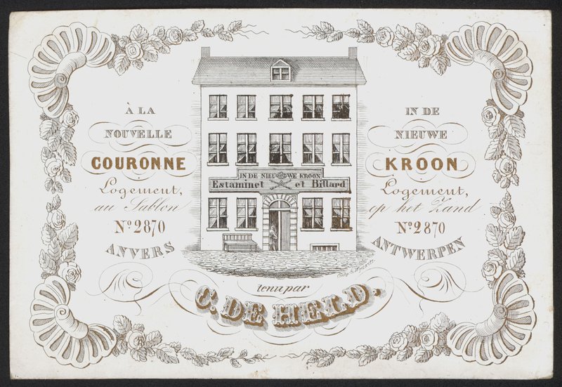 La Nouvelle Couronne, De Nieuwe Kroon, Anversa, Antwerp (incisione) da Belgian School