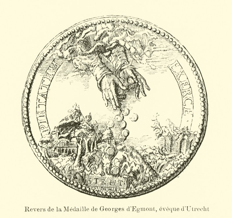 Retro di una medaglia di George van Egmond, Vescovo di Utrecht da Belgian School