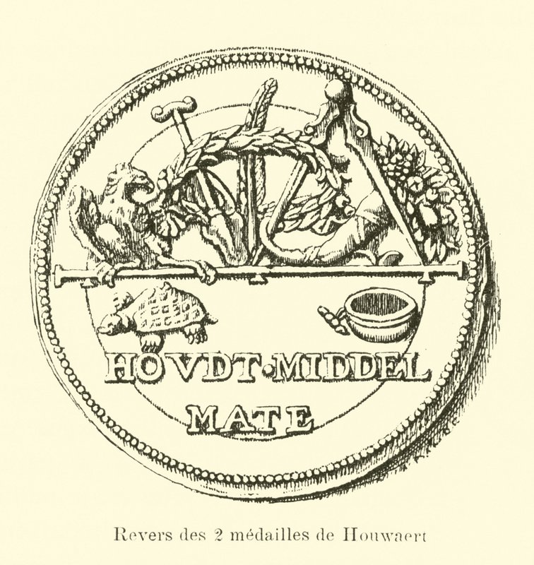 Retro delle due medaglie di Houwaert da Belgian School