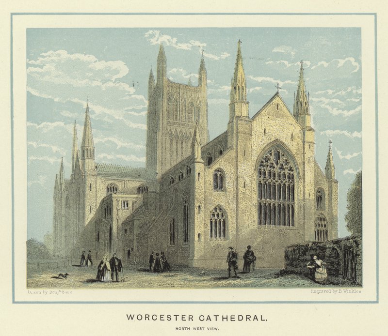 Cattedrale di Worcester, vista nord-ovest da Benjamin Baud