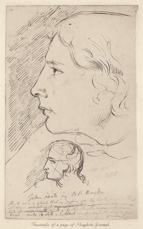 Schizzo del poeta inglese John Keats dal diario dell