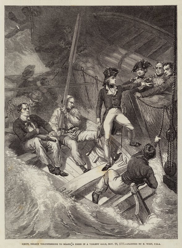 Il tenente Nelson si offre volontario per abbordare un premio in una violenta tempesta, 20 novembre 1777 da Benjamin West