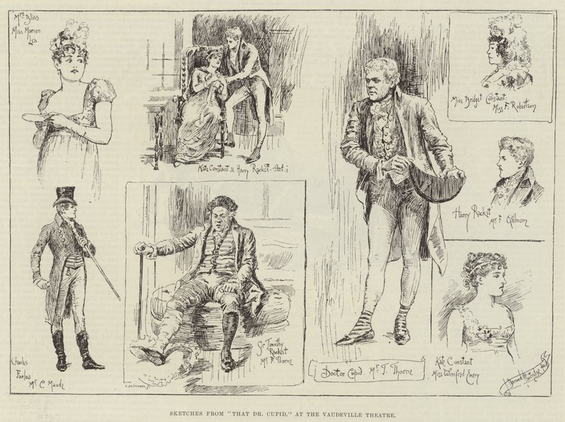 Schizzi da That Dr Cupid, al Vaudeville Theatre da Bernard Partridge