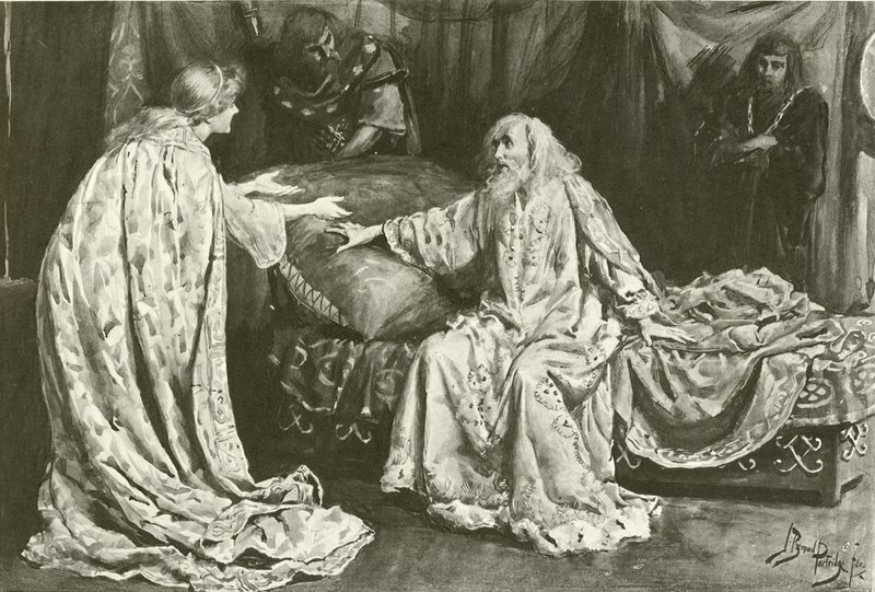 Miss Ellen Terry come Cordelia, Mr Henry Irving come Re Lear da Bernard Partridge