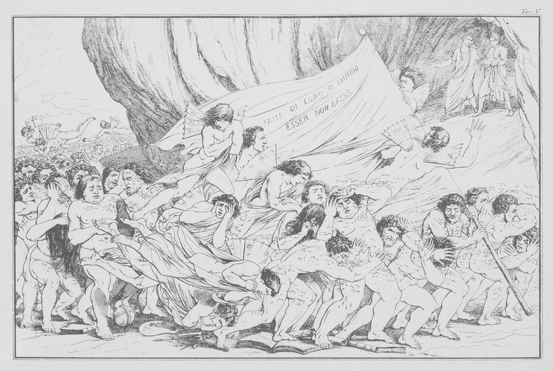 La Divina Commedia di Dante, Inferno, Tavola V (litografia) da Bernhard Schuler