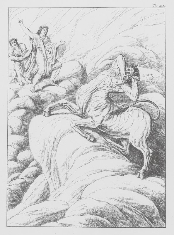 Divina Commedia di Dante, Inferno, Tavola XIX (litografia) da Bernhard Schuler