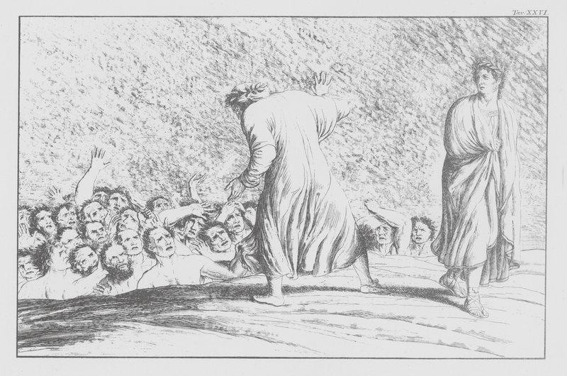 La Divina Commedia di Dante, Inferno, Tavola XXVI (litografia) da Bernhard Schuler