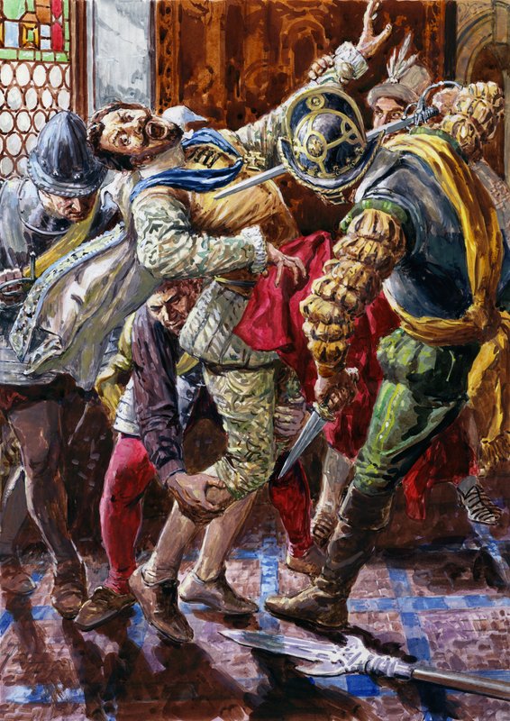 Assassinio di Enrico I, duca di Guisa, da parte della guardia del corpo del re Enrico III da C.L. Doughty