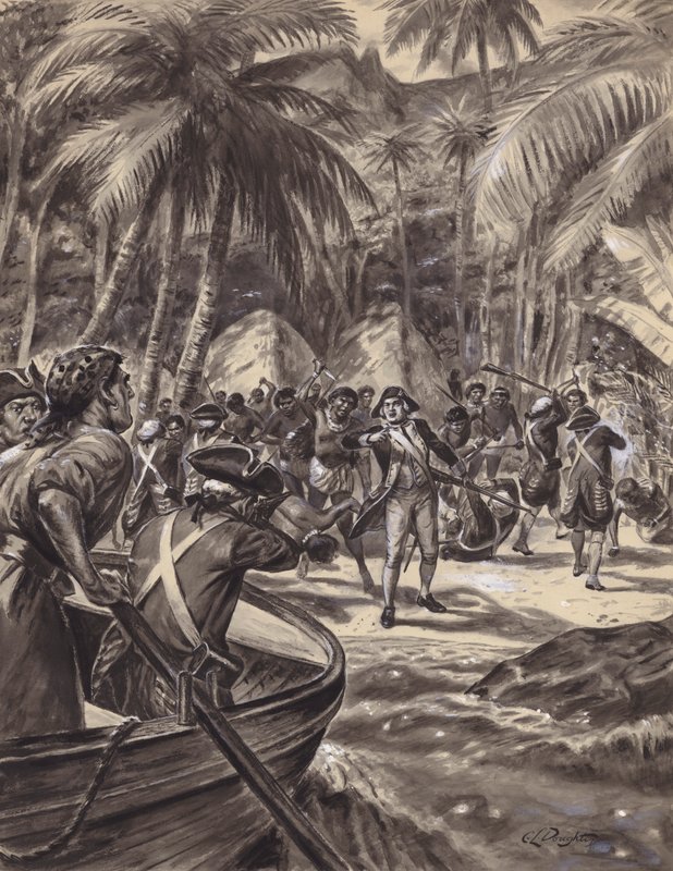 Morte del capitano Cook (guazzo su carta) da C.L. Doughty