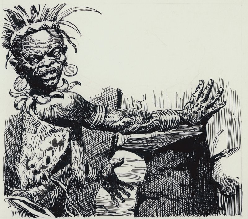Illustrazione per King Solomons Mines (gouache su carta) da C.L. Doughty