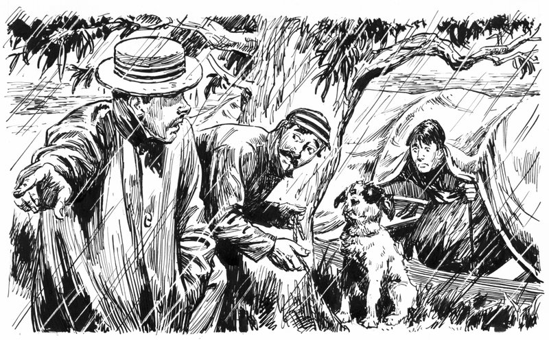 Illustrazione per Tre uomini in barca di Jerome K Jerome (penna e inchiostro) da C.L. Doughty