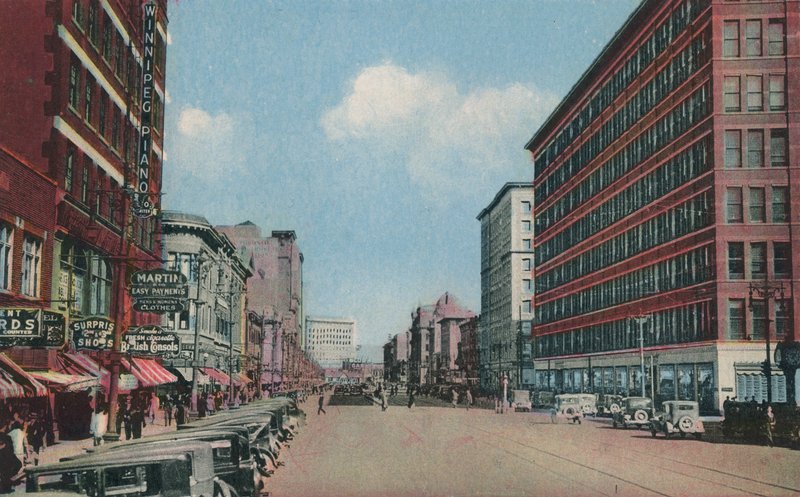 Portage Avenue vista da est, Winnipeg, Manitoba, Canada (foto a colori) da Canadian Photographer