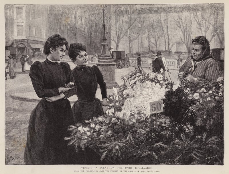 Viole - una scena sui boulevard di Parigi, dipinto nel salone di Champs de Mars, Parigi da Carl Ernest von Stetten