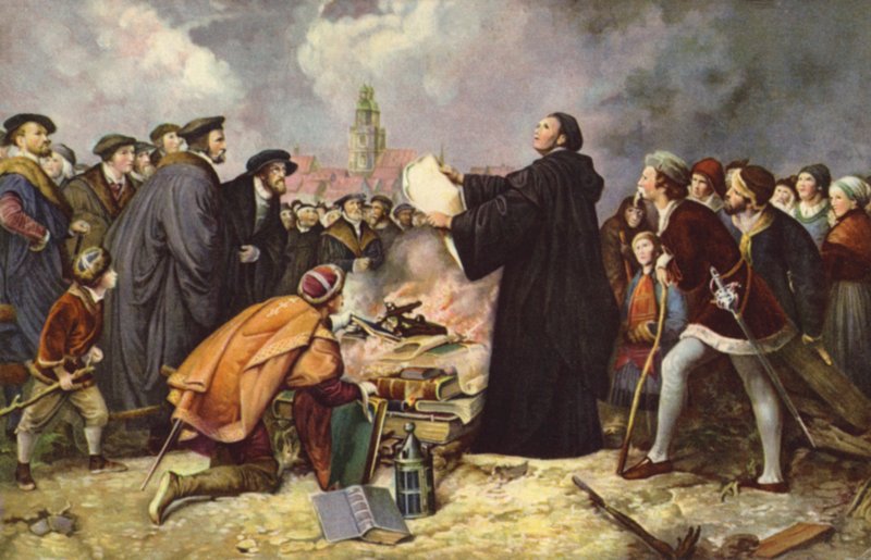 Martin Lutero brucia la Bolla Papale nel 1520 da Carl Friedrich (after) Lessing