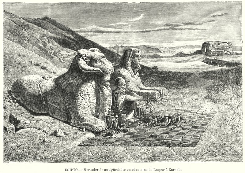 Venditore di antichità sulla strada da Luxor a Karnak, Egitto da Carl Friedrich Heinrich (after) Werner