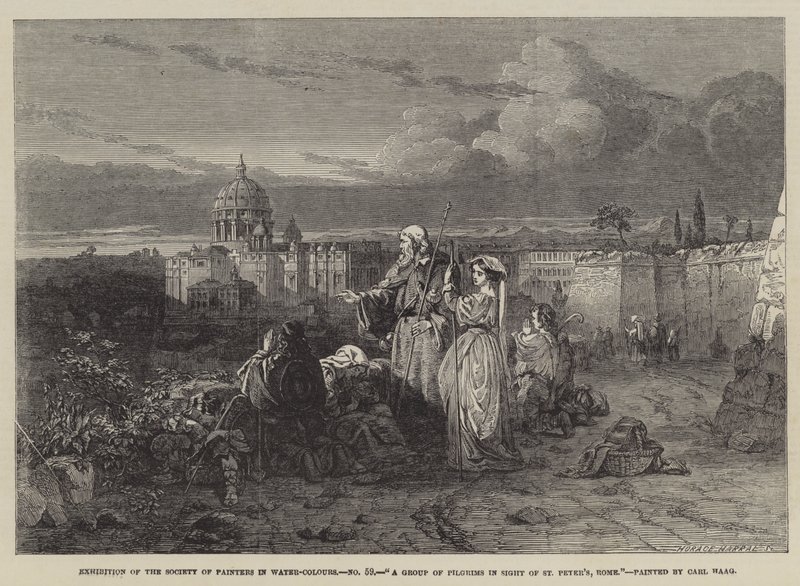 Un gruppo di pellegrini in vista di San Pietro, Roma da Carl Haag