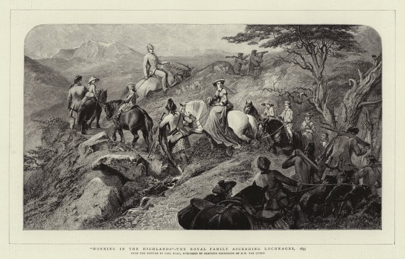 Mattina nelle Highlands, la Famiglia Reale che sale il Lochnagar, 1853 da Carl Haag