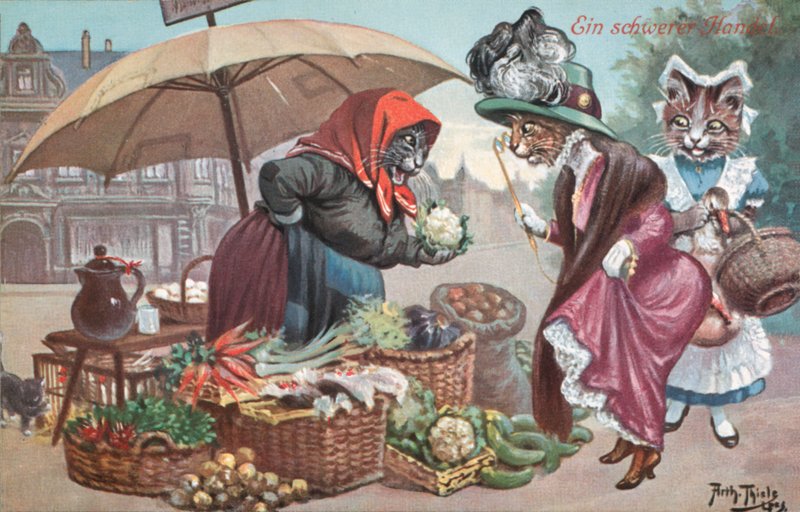 Cartolina umoristica di un gatto da Carl Robert Arthur Thiele