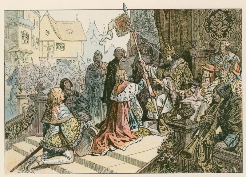 Federico I (1371-1440) con Sigismondo a Costanza premiato con la terra di Kurmark nel 1417 da Carl Rohling