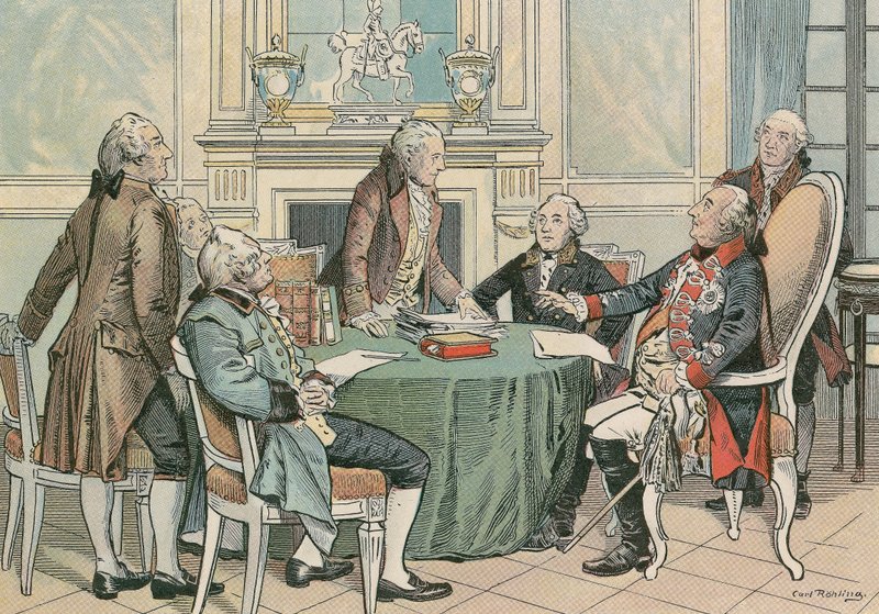 Federico Guglielmo II, Re di Prussia (1744-1797) a una Consultazione sul Codice Civile Generale Prussiano (circa 1790) da Carl Rohling