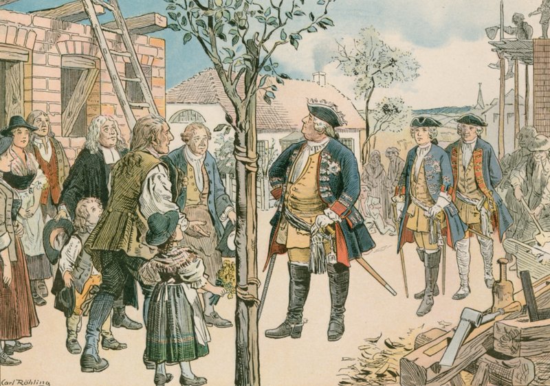Federico Guglielmo I (1688-1740) con i salisburghesi sfollati in Prussia orientale nel 1739 da Carl Rohling
