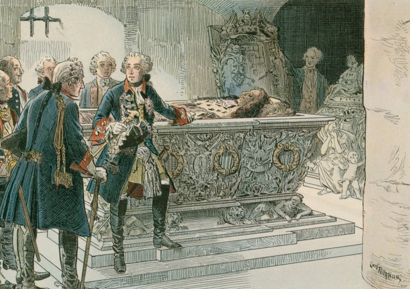 Federico il Grande (1712-1786) alla bara del Grande Elettore da Carl Rohling