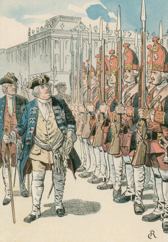 Friedrich Wilhelm I (1657-1713) con i Lange Kerls da Carl Rohling