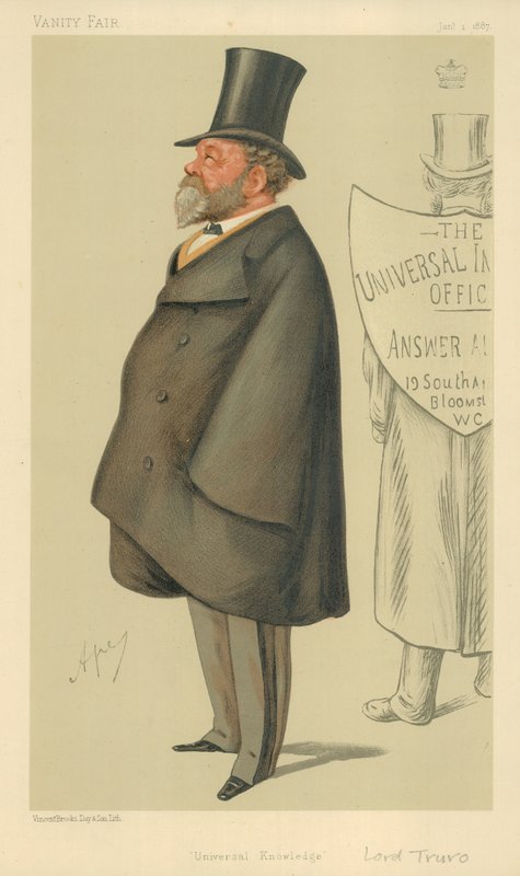 Lord Truro, Conoscenza Universale, 1 gennaio 1887, caricatura di Vanity Fair da Carlo Pellegrini