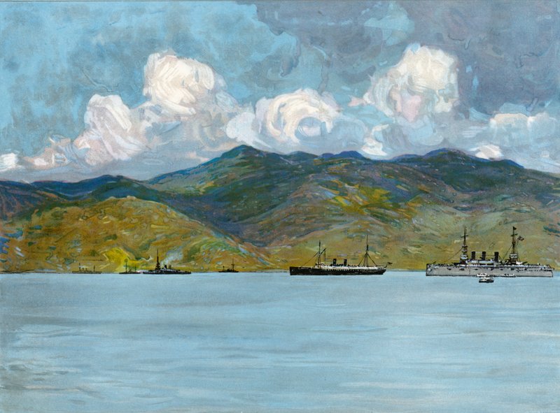 Le nostre navi da guerra al largo della costa vicino a Santiago de Cuba, 3 giugno 1898 da Carlton Theodore Chapman