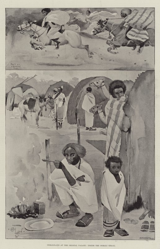 Somaliland al Crystal Palace, dentro il kraal somalo da Cecil Charles Windsor Aldin