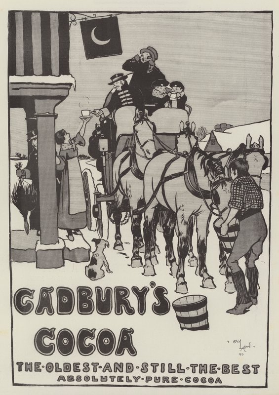 Pubblicità, Cacao Cadbury (incisione) da Cecil Charles Windsor Aldin