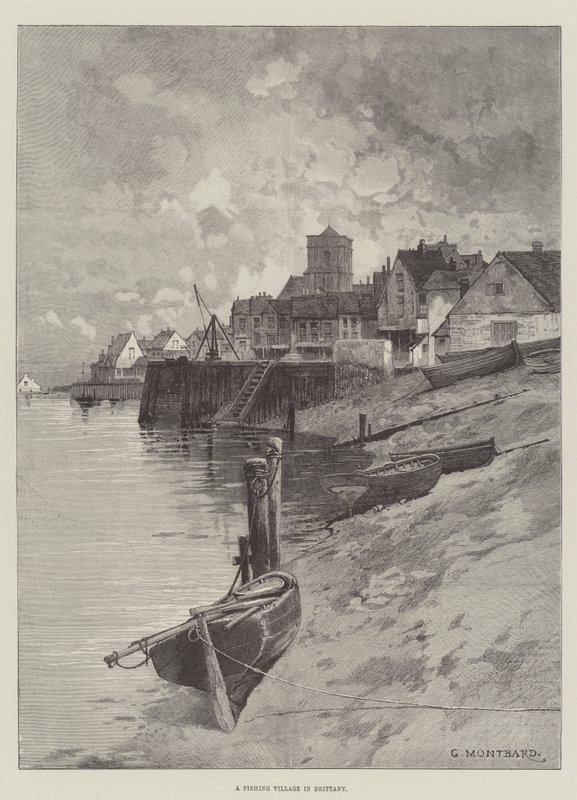 Un villaggio di pescatori in Bretagna da Charles Auguste Loye