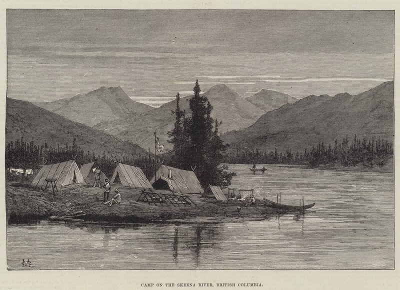 Campo sul Fiume Skeena, Columbia Britannica da Charles Auguste Loye