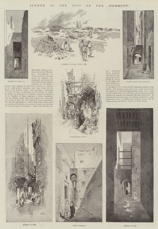 Scene nella città di Fez, Marocco da Charles Auguste Loye