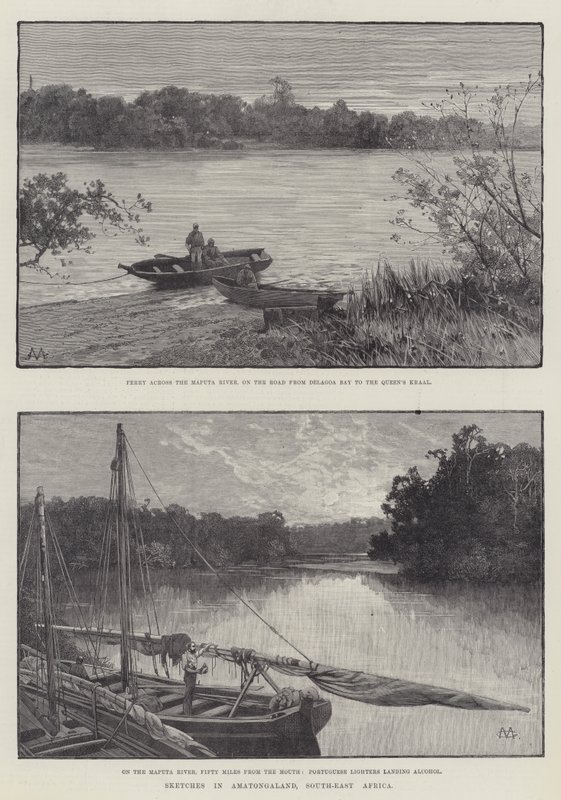 Schizzi in Amatongaland, Sud-Est Africa da Charles Auguste Loye