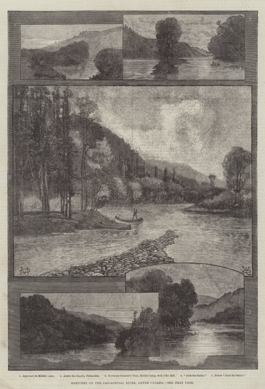Schizzi sul fiume Cascapediac, Basso Canada da Charles Auguste Loye