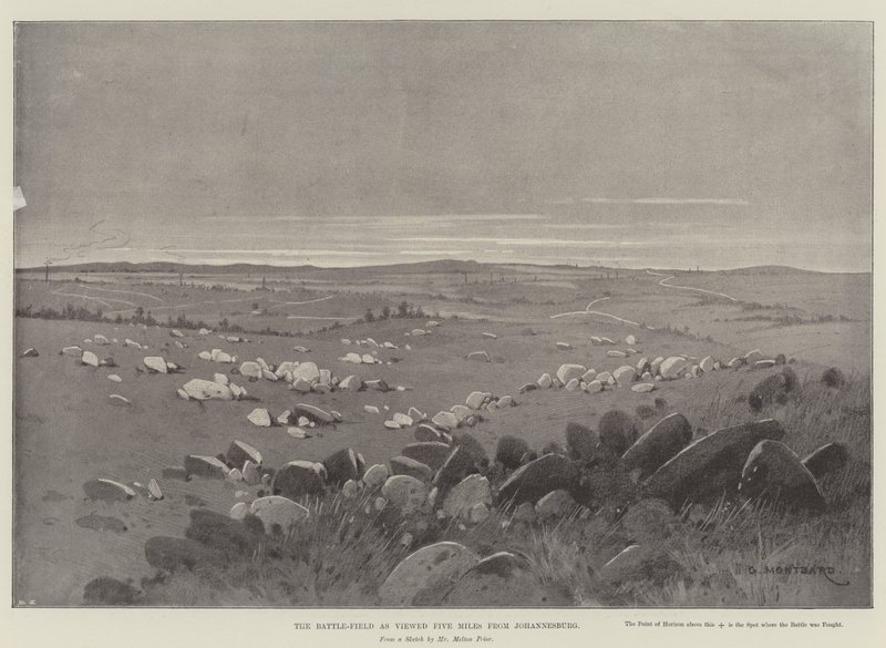 Il campo di battaglia visto a cinque miglia da Johannesburg da Charles Auguste Loye