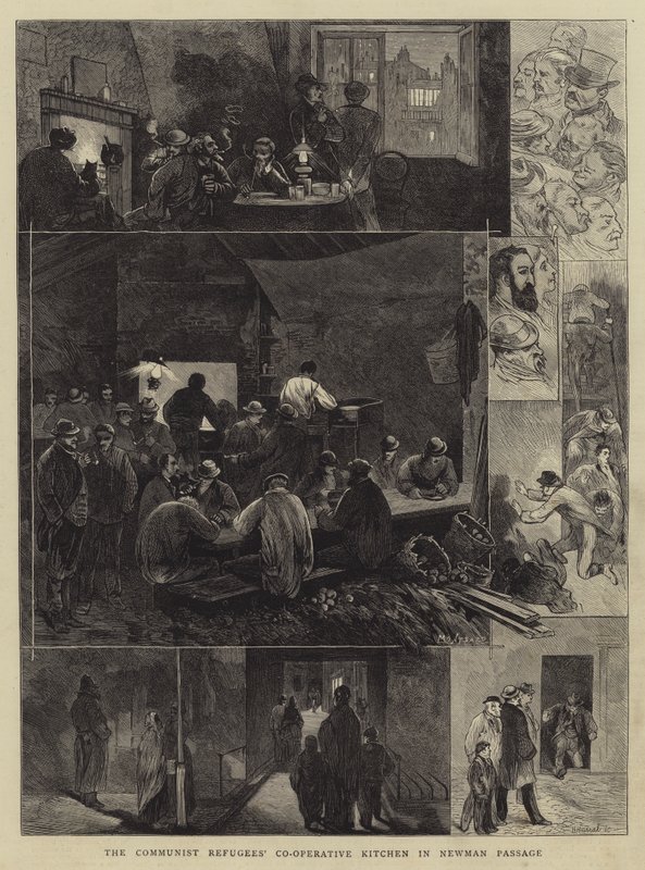 La cucina cooperativa dei rifugiati comunisti in Newman Passage da Charles Auguste Loye