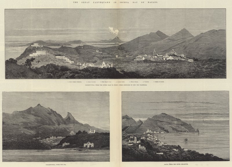 Il grande terremoto a Ischia, Baia di Napoli da Charles Auguste Loye