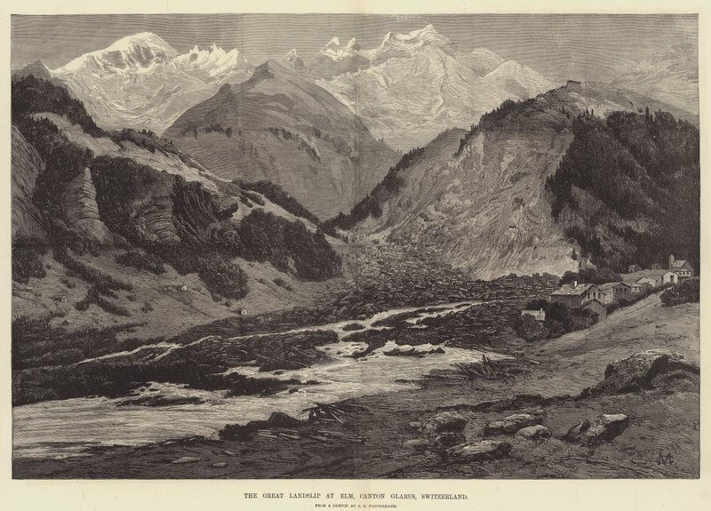 La grande frana a Elm, Canton Glarus, Svizzera da Charles Auguste Loye
