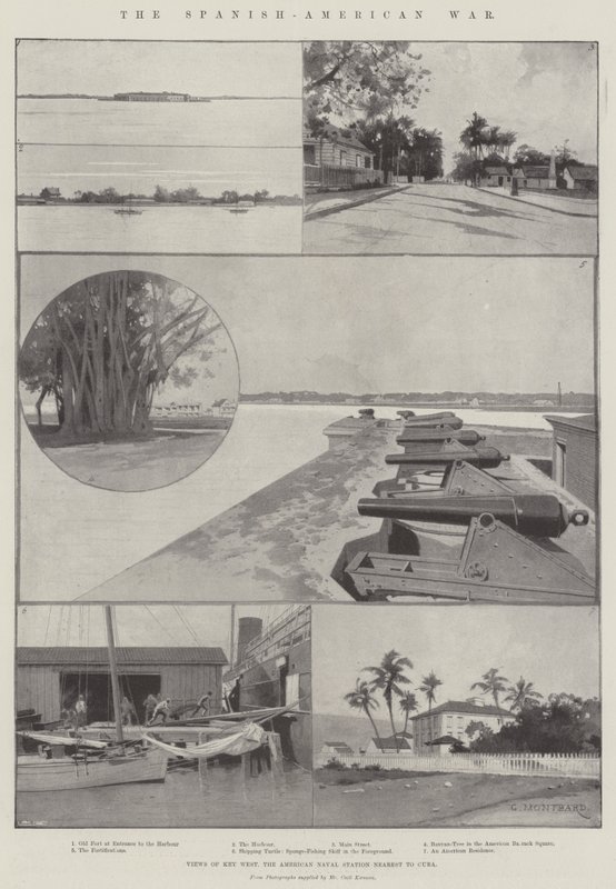 La guerra ispano-americana, vedute di Key West, la stazione navale americana più vicina a Cuba da Charles Auguste Loye