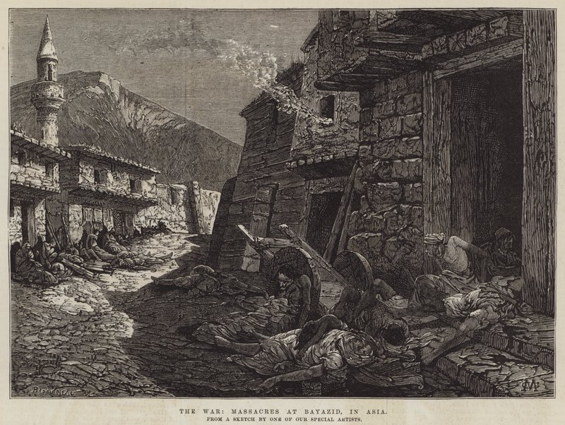 La guerra, massacri a Bayazid, in Asia da Charles Auguste Loye