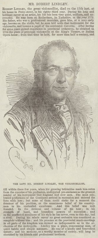 Il defunto signor Robert Lindley, il violoncellista da Charles Baugniet