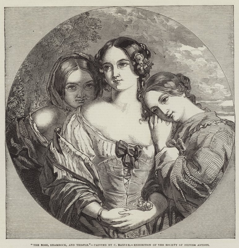 La rosa, il trifoglio e il cardo, esposizione della Society of British Artists da Charles Baxter
