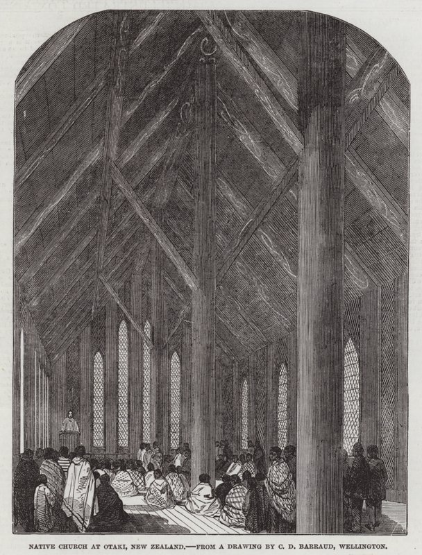 Chiesa nativa a Otaki, Nuova Zelanda da Charles Decimus Barraud