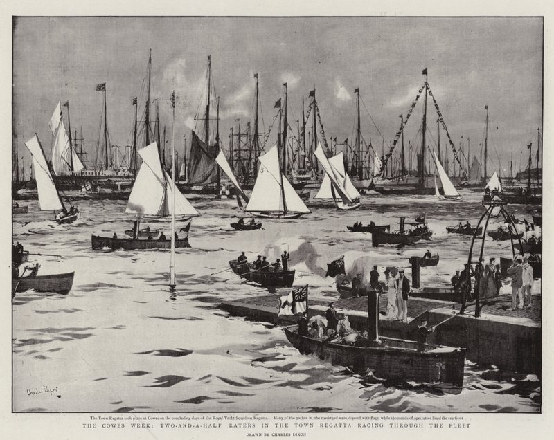 La settimana di Cowes, Due e mezzo Raters nella regata cittadina che gareggiano attraverso la flotta da Charles Edward Dixon