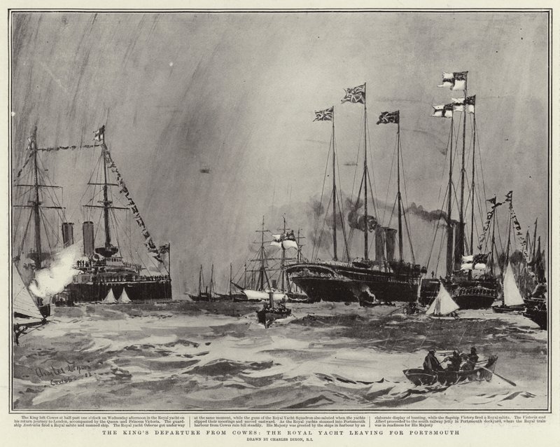 La partenza del re da Cowes, il Royal Yacht parte per Portsmouth da Charles Edward Dixon