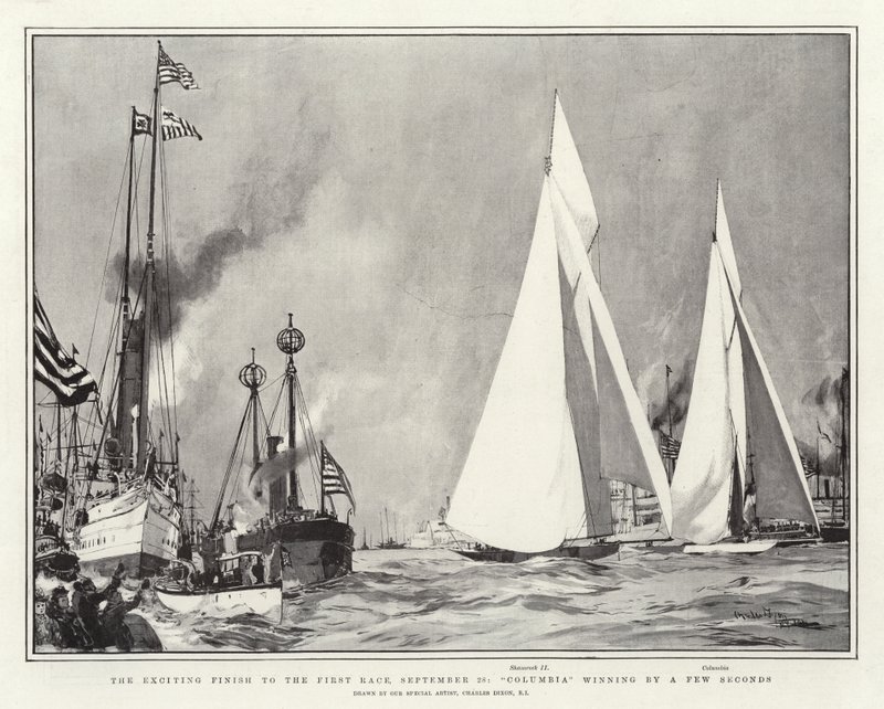 Il finale emozionante della prima gara, 28 settembre, Columbia vincendo per pochi secondi da Charles Edward Dixon