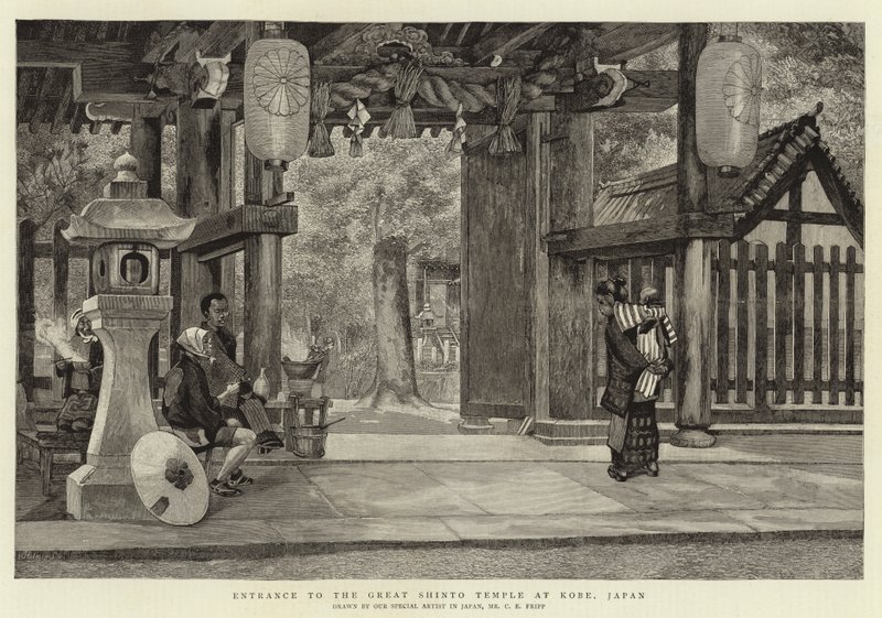 Ingresso al Grande Tempio Shintoista a Kobe, Giappone da Charles Edwin Fripp